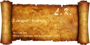Langer Karsa névjegykártya